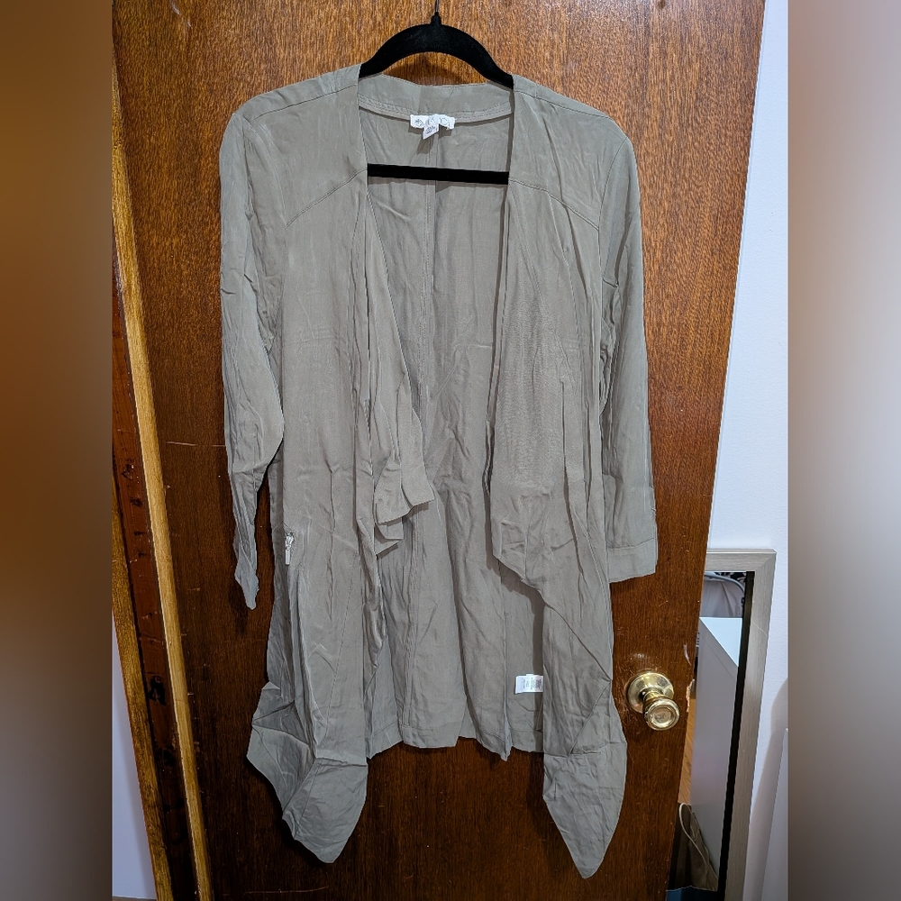 Lila Rose Sage Green Drapey Cardigan Blazer Jacket Medium NWOT